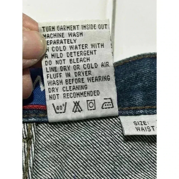 Posted Dark Blue Slim Straight Leg High Rise Jeans Sz 3/4 Waist 27 Wedge Pockets - Picture 9 of 11